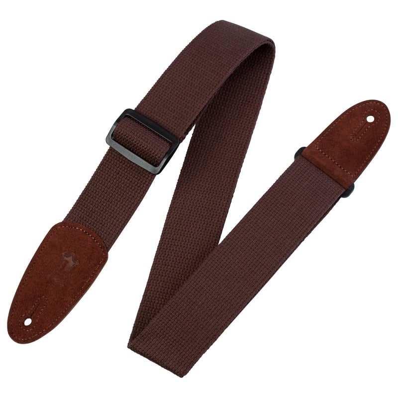Levy's Leathers MC8-BRN 2" cotton guitar strap with suede ends and tri-glide adjustment. Adjustable to 58"; Brown - Image 1